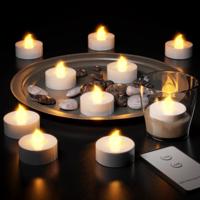 10 x flikkerende LED theelicht warmwit met afstandsbediening