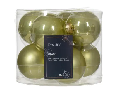Decoris kerstballen glas 8st pistache 7cm