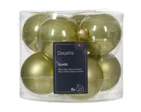 Decoris kerstballen glas 8st pistache 7cm