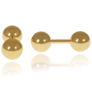 LGT Jewels Stud oorbellen Dubbele Bol Goud 4mm