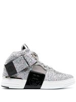 Philipp Plein baskets montantes à plaque logo - Argent