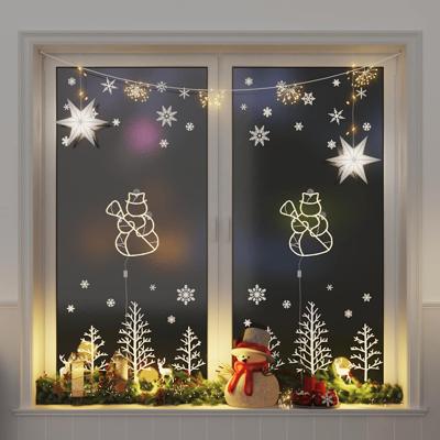 VidaXL Kerstverlichting sneeuwpop silhouet 2 st 35 leds warm wit