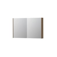INK SPK2 Spiegelkast - 120x14x74cm - 2 deuren - dubbelzijdige Spiegel - schakelaar en stopcontact - MFC Zuiver eiken 1105370
