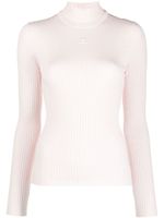 Courrèges pull nervuré à logo imprimé - Rose