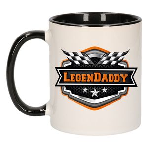 Vader/papa cadeau mok - LegenDaddy - oranje/zwart - 300 ml - vaderdag/verjaardag