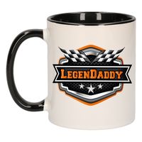 Vader/papa cadeau mok - LegenDaddy - oranje/zwart - 300 ml - vaderdag/verjaardag