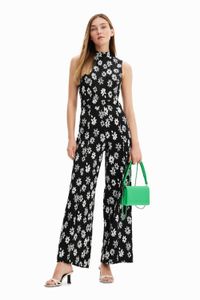 Jumpsuit met contrasterende bloemen - BLACK - XL