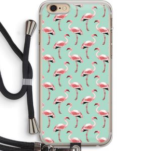 Flamingoprint groen: iPhone 6 PLUS / 6S PLUS Transparant Hoesje met koord