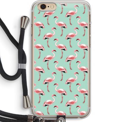 Flamingoprint groen: iPhone 6 PLUS / 6S PLUS Transparant Hoesje met koord