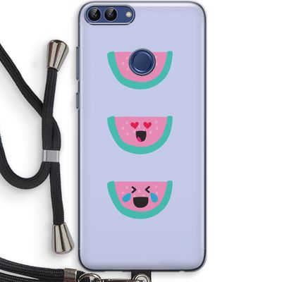 Smiley watermeloen: Huawei P Smart (2018) Transparant Hoesje met koord