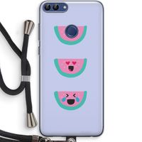 Smiley watermeloen: Huawei P Smart (2018) Transparant Hoesje met koord