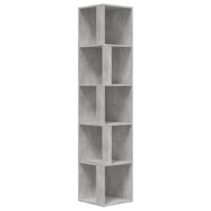 The Living Store Kast Hoekmeubel - Opbergkast met 5 vakken - Stevig en compact - Betongrijs - 33 x 33 x 164.5 cm