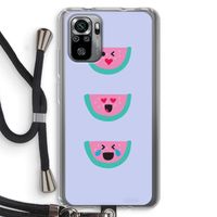 Smiley watermeloen: Xiaomi Redmi Note 10S Transparant Hoesje met koord