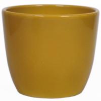 Bloempot - oker geel - glanzend - H27 x D32 cm - keramiek - voor kamerplant