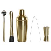 Cocktailshaker set - 5-delig - goud - rvs - 500 ml