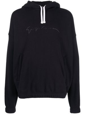 Giorgio Armani hoodie en coton à logo imprimé - Bleu