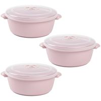 Plasticforte Magnetronschaal met deksel/ventiel - 3x - 1,5L - lichtroze - kunststof - BPA vrij