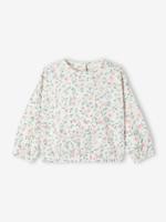 Fleece babysweater met bloemetjes ecru