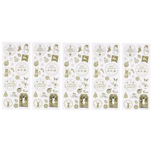 130x Kerst decoratie stickers goud