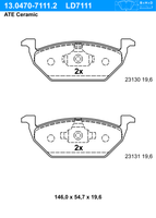 Remblokkenset, schijfrem ATE Ceramic ATE, u.a. fÃ¼r Seat, Audi, VW, Skoda - thumbnail