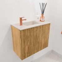 Toiletmeubel Mondiaz Joya Dlux | 50 cm | Meubelkleur Oak | Faye wastafel Meli Wasbak Links | 1 kraangat