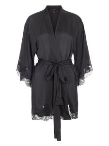 Kiki de Montparnasse robe de chambre en soie à taille ceinturée - Noir