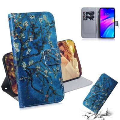 Abrikoos bloem patroon gekleurde tekening horizontale Flip lederen case voor Xiaomi Redmi 7 met houder & card slots & portemonnee
