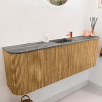 Toiletmeubel Mondiaz Joya Dlux | 123.2 cm | Meubelkleur Oak | Faye wastafel Sombra Wasbak Midden | 1 kraangat