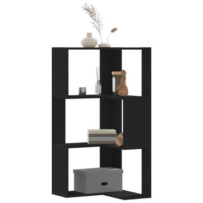 Boekenkast 3-laags hoek 50x50x102 cm bewerkt hout zwart