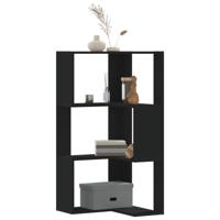 Boekenkast 3-laags hoek 50x50x102 cm bewerkt hout zwart