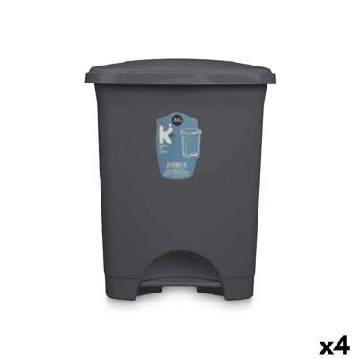 Pedaalemmer Antraciet Plastic 30 L (4 Stuks)