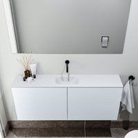 Zaro Polly toiletmeubel 120cm clay met witte wastafel zonder kraangat - thumbnail