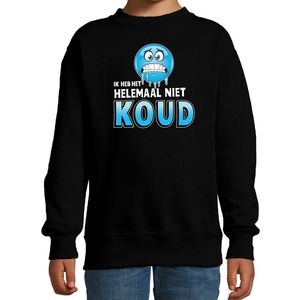 Funny emoticon sweater Helemaal niet KOUD zwart kids