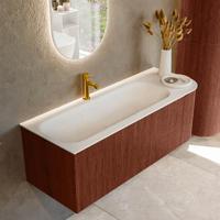 Badmeubel Mondiaz Kurve | 125 cm cm | Meubelkleur Ruby | Wastafelkleur Talc | Solid surface | Wasbak links zijde spoelbak | 1 kraangat