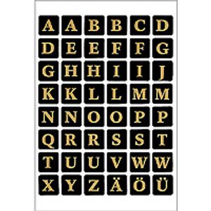 HERMA Letters 13x13mm A-Z film black gold embossed 2 sheets etiket Goud