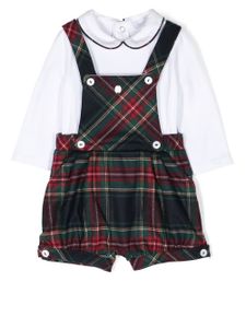 Patachou barboteuse superposée à motif tartan - Bleu