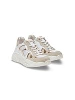 Balmain Kids metallic-effect leather sneakers - Blanc - thumbnail