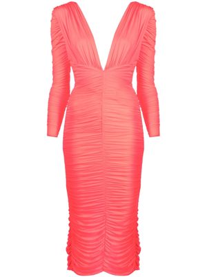 Alex Perry robe froncée Marin à coupe mi-longue - Orange