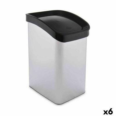 Afvalemmer Gekanteld Zilverkleurig Plastic 12 L (6 Stuks)