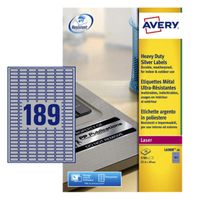 Etiket Avery L6008-20 25.4x10mm zilver 3780stuks - thumbnail