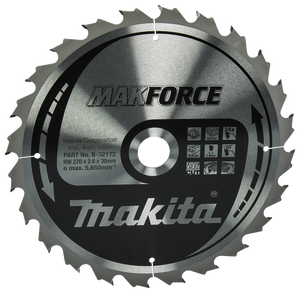 Makita Accessoires Cirkelzaagblad Hout | Makforce 270x30x2,6 24T 20g - B-32172 - B-32172