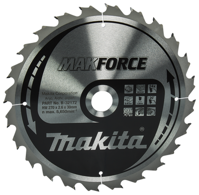 Makita Accessoires Cirkelzaagblad Hout | Makforce 270x30x2,6 24T 20g - B-32172 - B-32172