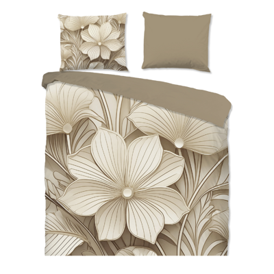 Dekbedovertrek Dekbedovertek Katoen - Artdeco - Zand - Lits-Jumeaux (240x220 Cm) - Meerkleurig Katoen - Natuur & Bloemen - Good Morning - Dekbed-Discounter.nl