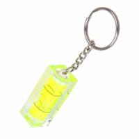 Sleutelhanger met waterpas - 2x - 4 cm - geel - echt werkend