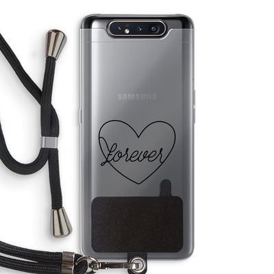 Forever heart black: Samsung Galaxy A80 Transparant Hoesje met koord