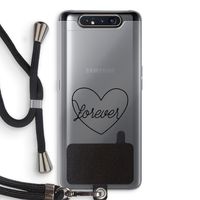 Forever heart black: Samsung Galaxy A80 Transparant Hoesje met koord