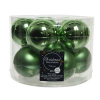 10x stuks glazen kerstballen groen 6 cm mat/glans - Kerstbal - thumbnail
