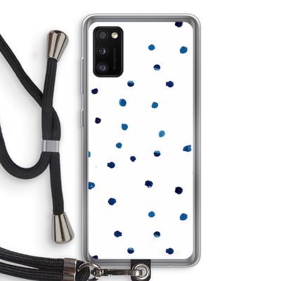 Blauwe stippen: Samsung Galaxy A41 Transparant Hoesje met koord