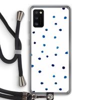 Blauwe stippen: Samsung Galaxy A41 Transparant Hoesje met koord