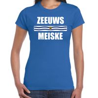 Zeeuws meiske met vlag Zeeland t-shirts Zeeuws dialect blauw voor dames - thumbnail